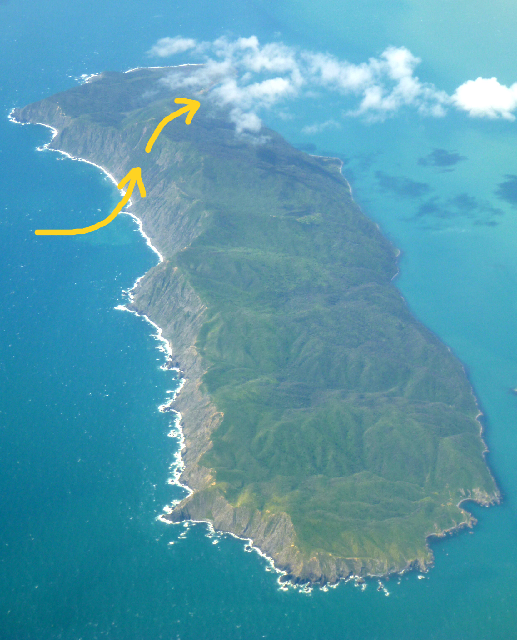 windflow over Kapiti Island